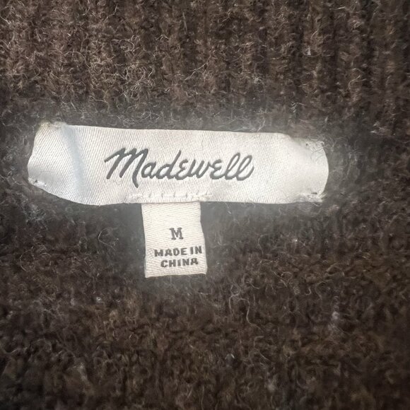 Madewell Women's Wool Blend Ribbed Sweater Medium Brown Long Sleeves Round Neck - Picture 4 of 8